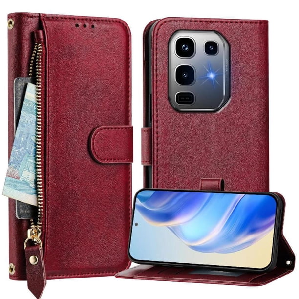 FOXDOCK Funda Tipo Cartera para Huawei Pura 80 Ultra Cuero PU con Cremallera y Correa de Muñeca, Ranuras para Tarjetas, Soporte Plegable, Cierre Magnético