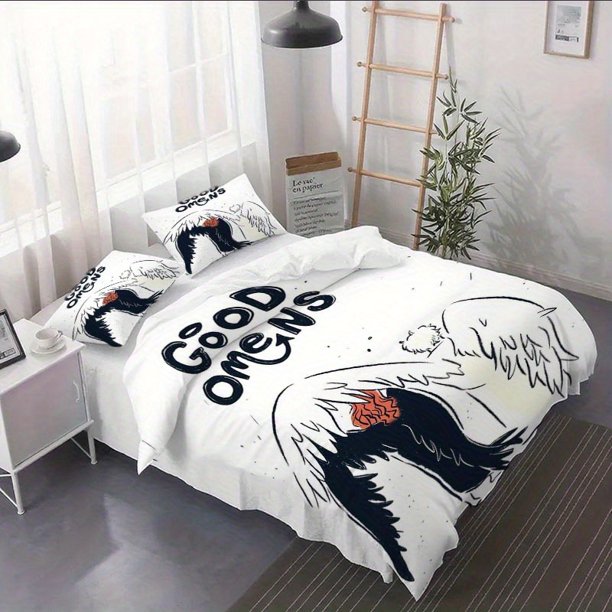 3pcs Good Omens Duvet Cover Set - Bedding Set Includes Filling Not Included. A Comfortable Home Textile Suitable for All Seasons