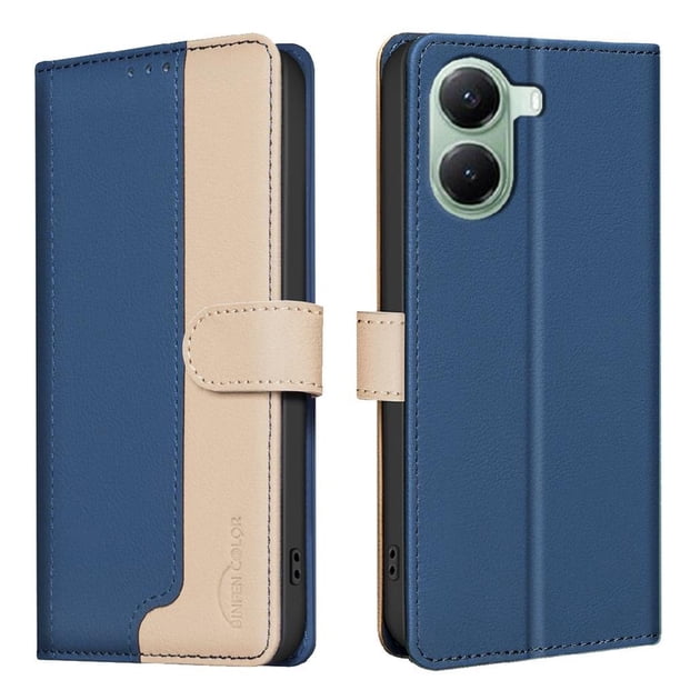 Funda Cartera con Bloqueo RFID para Xiaomi POCO X7 Pro 5G con Ranuras y Soporte Azul
