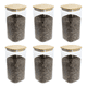 thumbnail image 1 of Pack 6 frascos cuadrados 1000 ml tapa bambú, transparente, 1 of 3