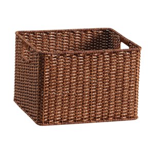 Magideal - Cesta De Almacenamiento Tejida, Organizador De Artículos Diversos, Rectangular, Multiusos, Caja De Almacenamiento Portátil Con Asas Para Sala De Estar