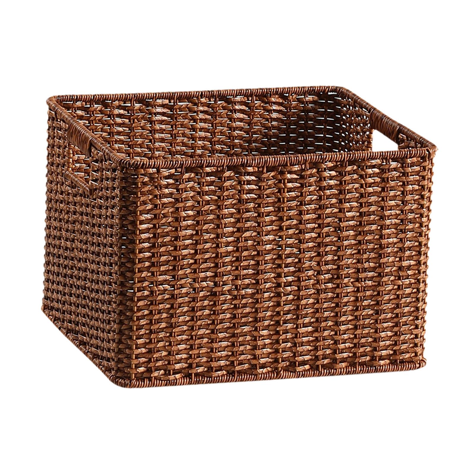 Magideal - Cesta De Almacenamiento Tejida, Organizador De Artículos Diversos, Rectangular, Multiusos, Caja De Almacenamiento Portátil Con Asas Para Sala De Estar