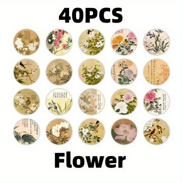 40pcs Vintage Chinese Style Writing Stickers - Perfect for DIY Decor, Journaling, Scrapbooking & Planning!
