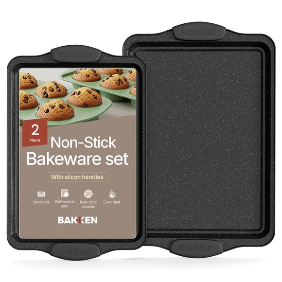 Sartenes para hornear BAKKEN Kitchen, tamaño mediano y grande, antiadherentes, juego de 2