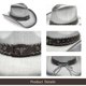 thumbnail image 5 of Sombrero YOUBADU Unisex de Talla Única con Degradado Blanco y Gris de Paja Estilo Vaquero, 5 of 6