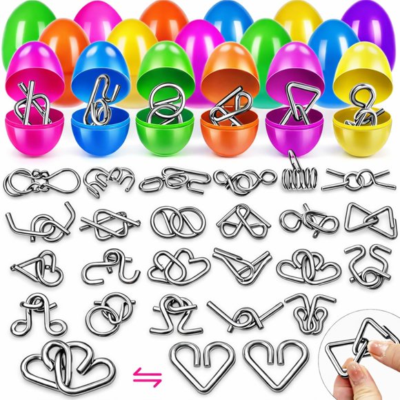 Sufuplay 24 huevos de Pascua con rompecabezas metálicos de ingenio