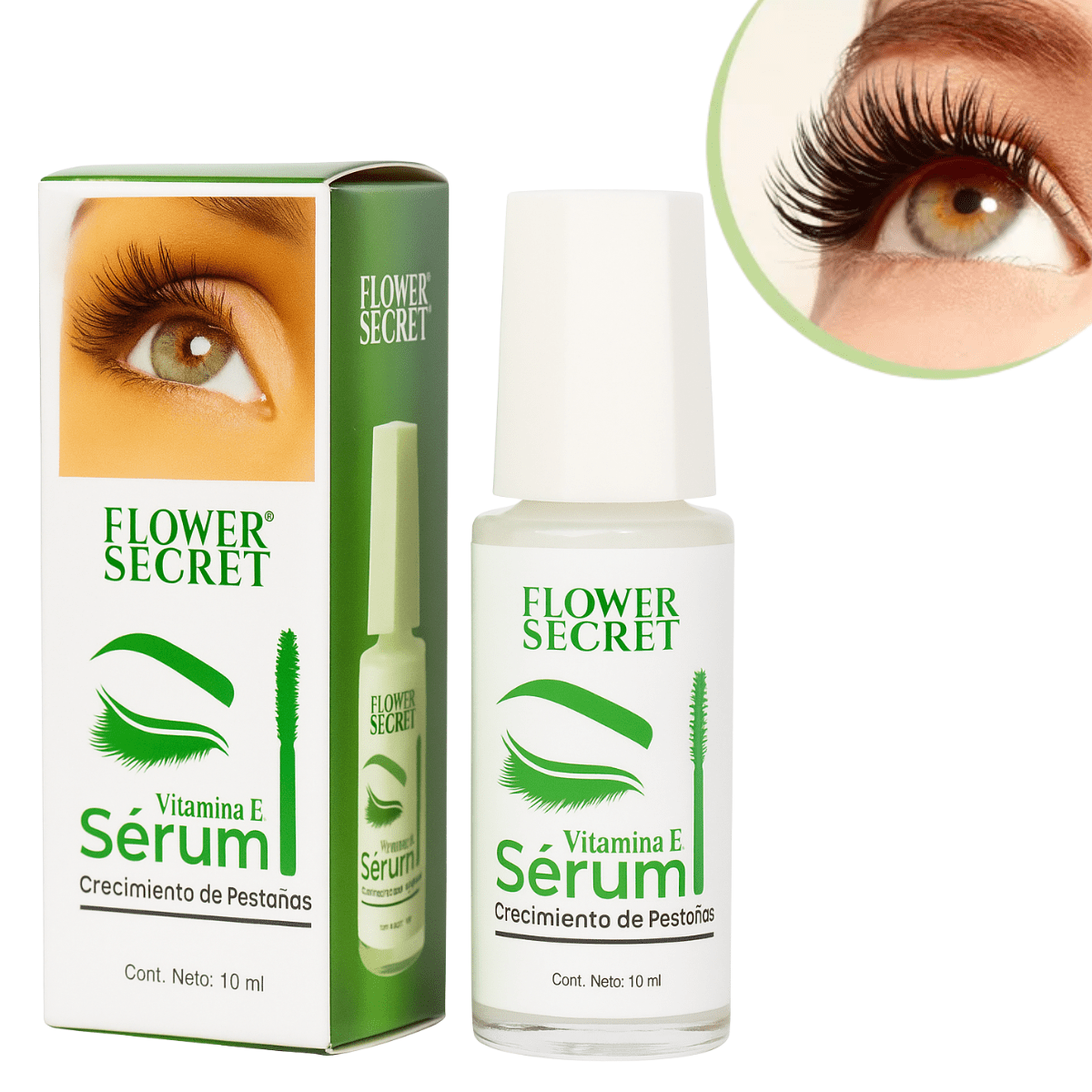 Flower Secret - Serum Fortalecedor Pestañas + Vitamina E 10ml