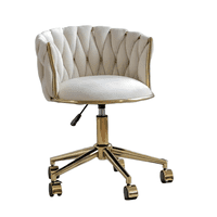 Habita2 Chile - Silla Escritorio Giratoria Queen Base Dorada - Beige/Crudo