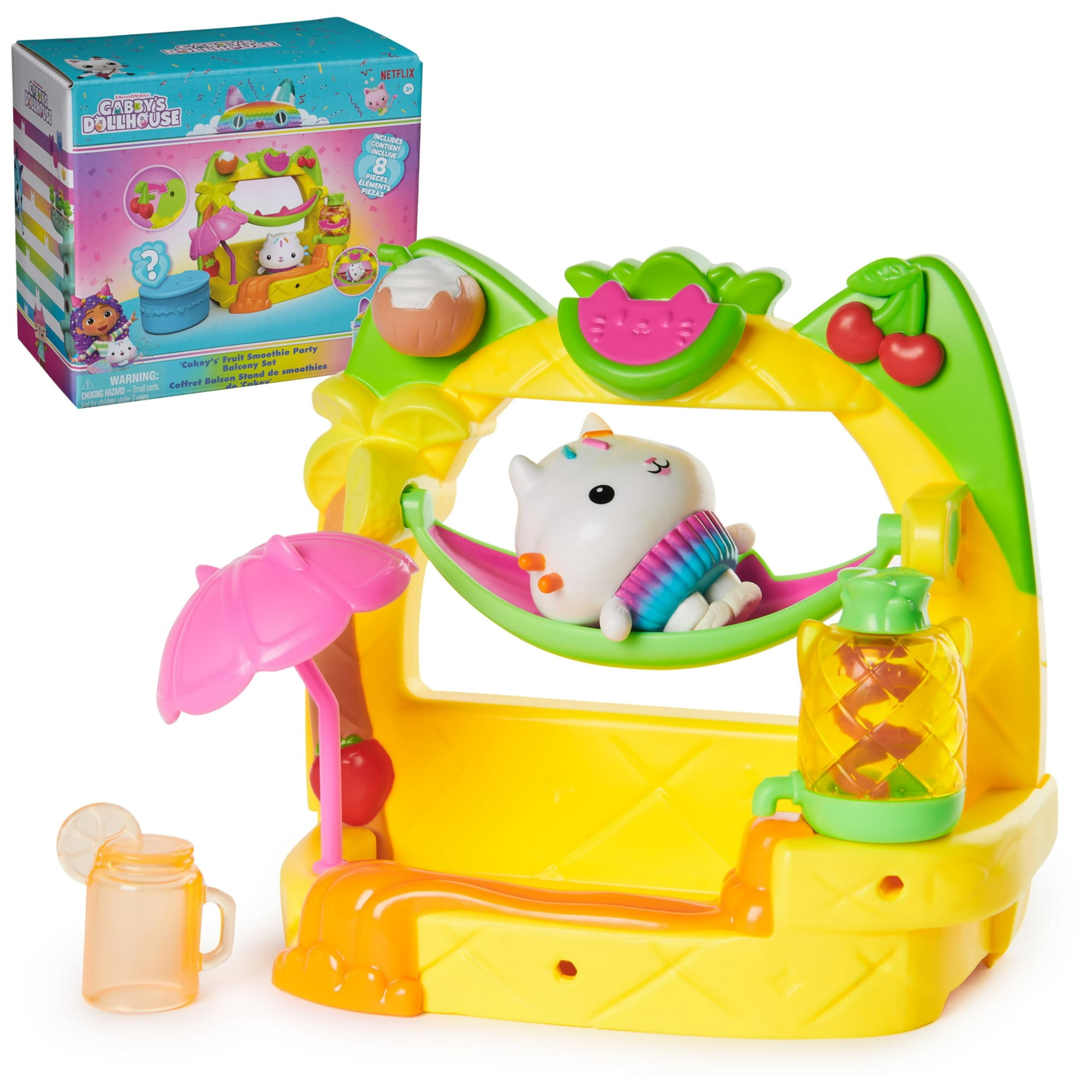 Gabby's Dollhouse - Juego De Casa De Muñecas De Gabby Balcón De Batidos De Frutas De Cakey 8-p