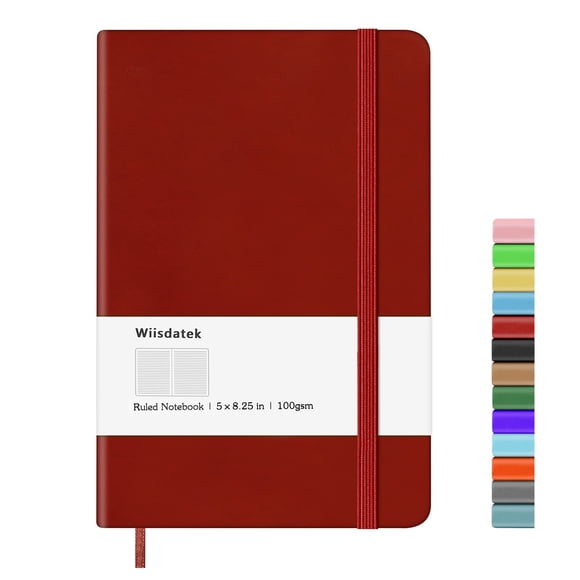 Cuaderno Wiisdatek de tapa dura de cuero 13 x 21 cm, 100 g/m²