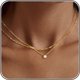 thumbnail image 1 of Tewiky Collar delicado de plata con baño de oro de 14 quilates y circonia cúbica, 1 of 2