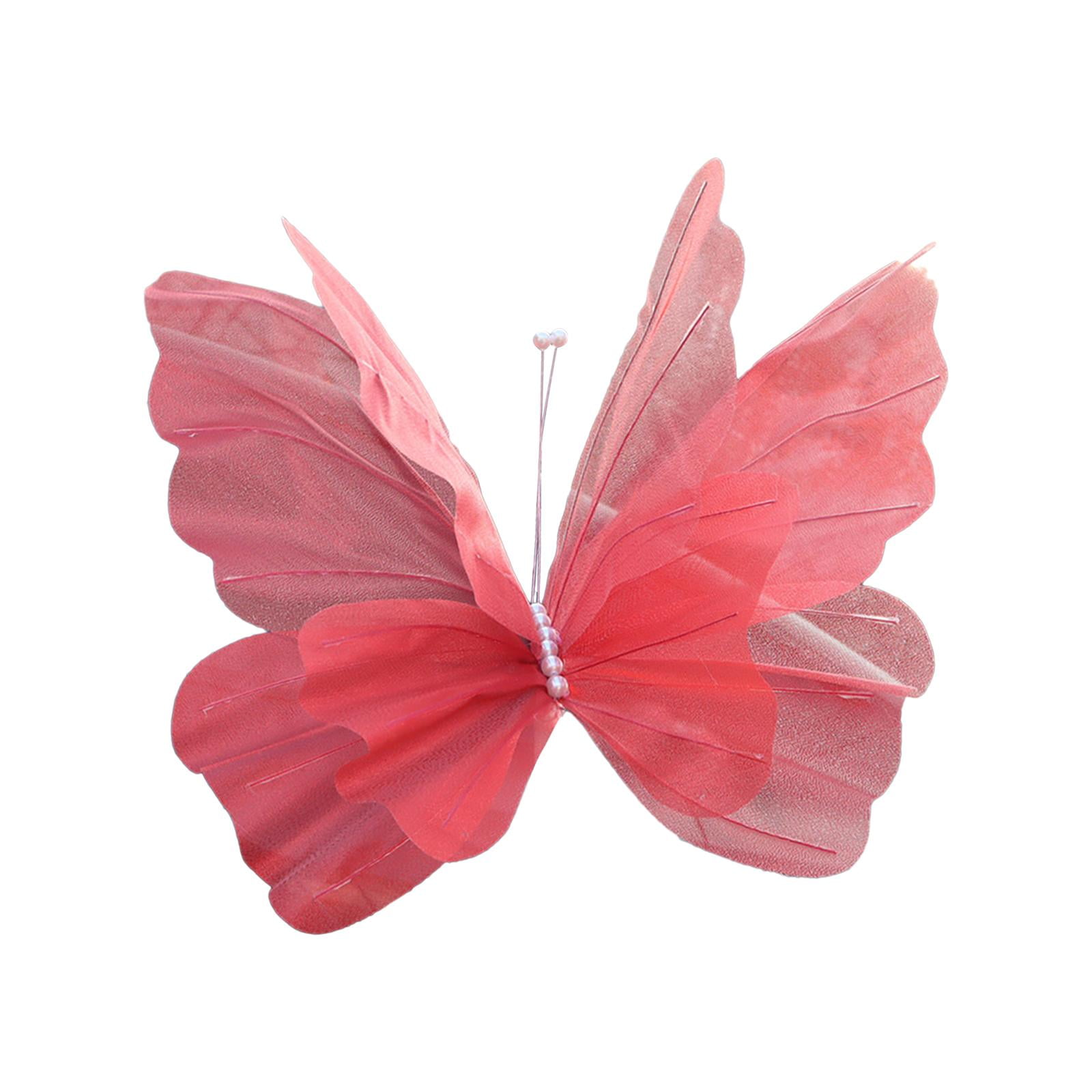 Bothyi - Mariposa Artificial De Hilo De Seda, Mariposa Falsa De Gasa Gigante Para Manualidades De Boda, Color Rojo
