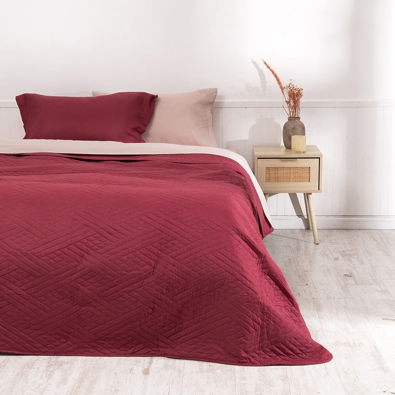 Mashini - Set Quilt Liso + Sabana Liso 1.5 P Rojo