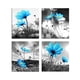 thumbnail image 3 of Cuadro De Lienzo Sin Marco De 4 Paneles Para Decoración Del Hogar De Pared Flor Azul, 3 of 5