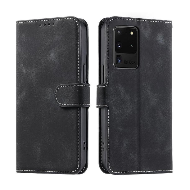 Funda Cartera para Samsung Galaxy S20 Ultra Tapa con Ranuras, Soporte y Correa Negro