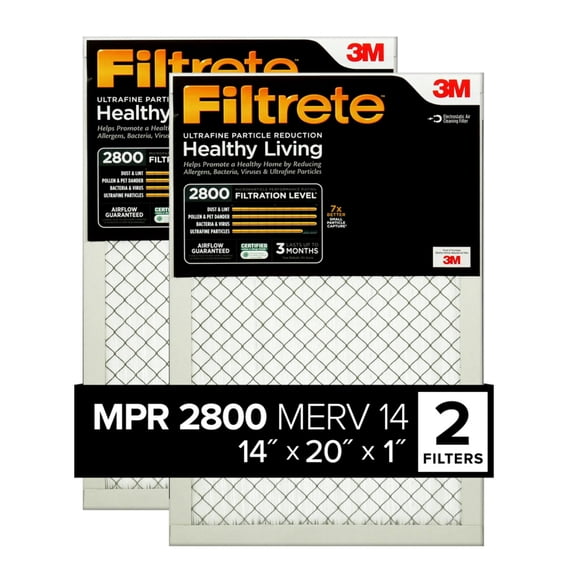 Filtro de aire Filtrete 14x20x2 MERV 14 para horno, paquete de 2