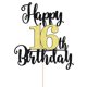 thumbnail image 3 of Decoración para tartas Dxsdgetue con purpurina para cumpleaños número 16, color negro y dorado, 3 of 8