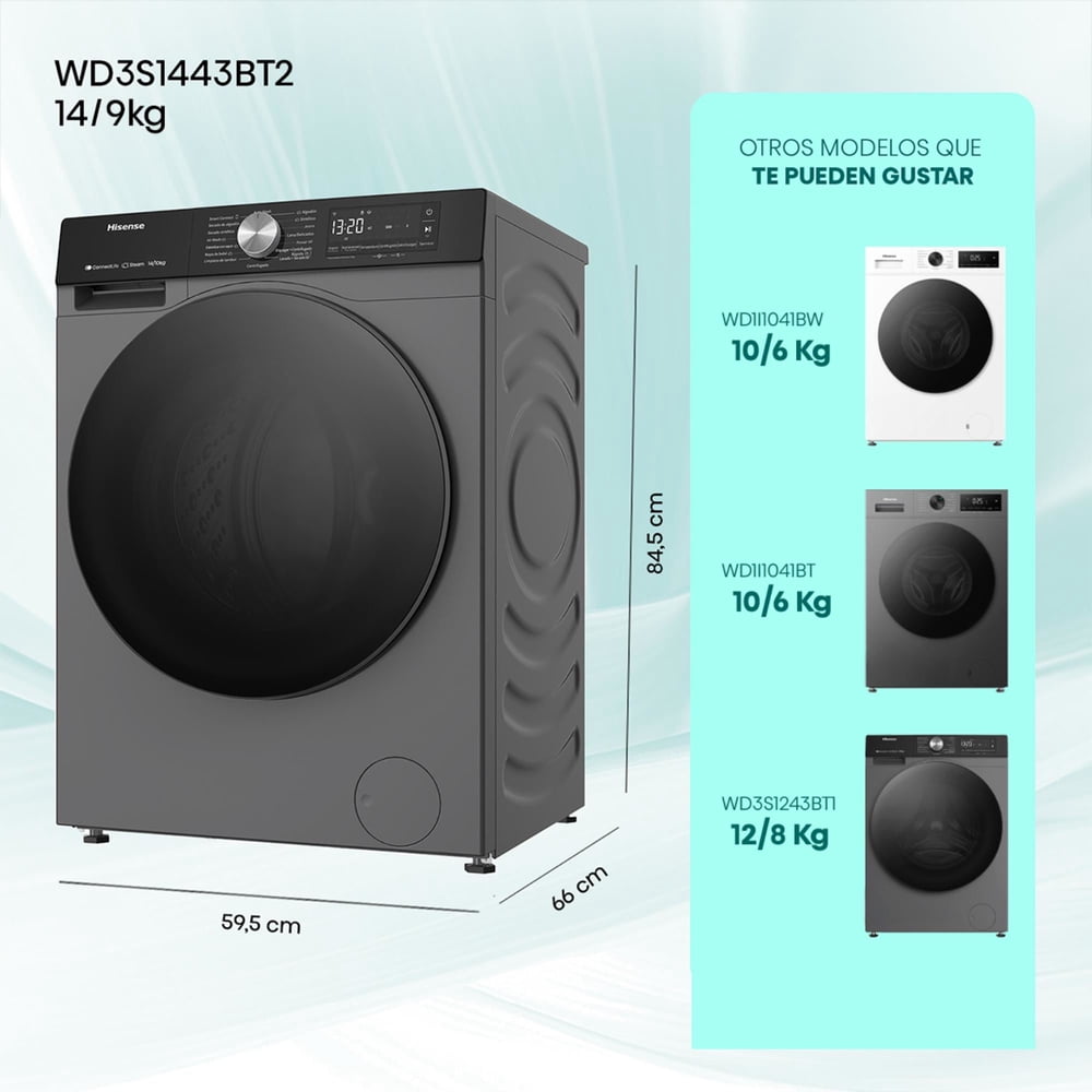 Hisense WD3S1443BT2 14/9 kg Titanium, foto 14