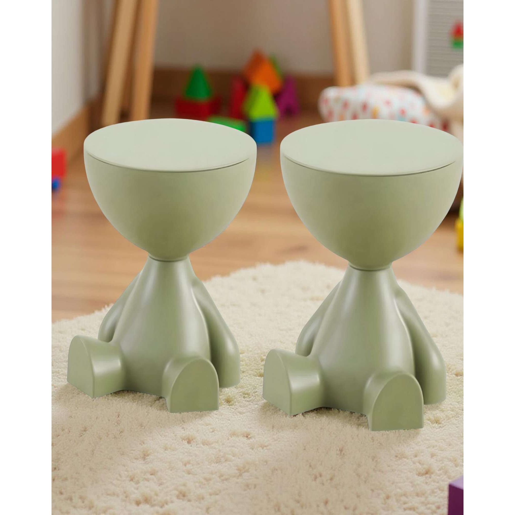 Imac Hogar - Mesa De Arrimo Escultural Mesa De Arrimo Escultural Blanco Verde