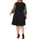 thumbnail image 3 of Agnes Orinda Disfraces de Halloween para Mujeres Tallas Grandes Cuello Cuadrado Mangas de Malla 3/4 Vestido Midi Línea A con Pliegues y Vuelo 2X Negro, 3 of 6
