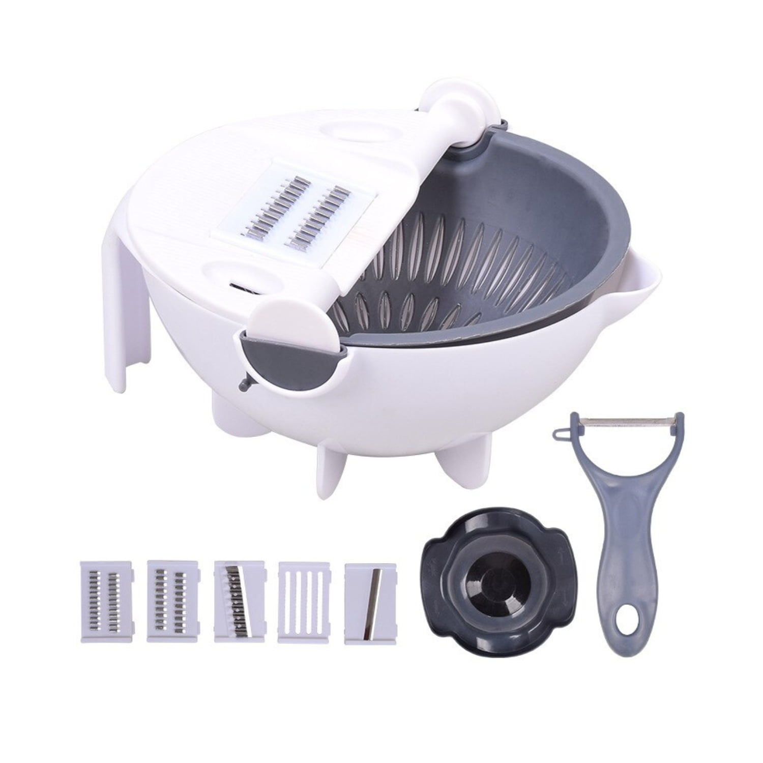 Importclick - Mandolina Cortadora De Verduras 9 En 1 Con Cesta De Drenaje