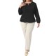 thumbnail image 2 of Agnes Orinda Ropa de Halloween para Mujeres de Talla Grande Cuello Redondo Plisado Curvado con Abertura Manga Larga Blusas de Gasa para Trabajo 4X Negro, 2 of 6