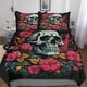 thumbnail image 1 of Juego de ropa de cama de 3 piezas con funda nórdica de calavera gótica con estampado digital tridimensional, funda de almohada a juego con cremallera., 1 of 3