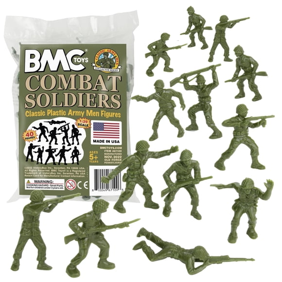 Toy BMC Classic OD Green Plastic Army Men, 40 unidades, soldado de la Segunda Guerra Mundial
