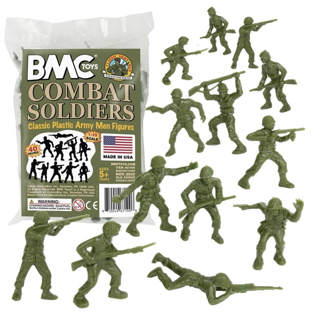 Toy BMC Classic OD Green Plastic Army Men, 40 unidades, soldado de la Segunda Guerra Mundial