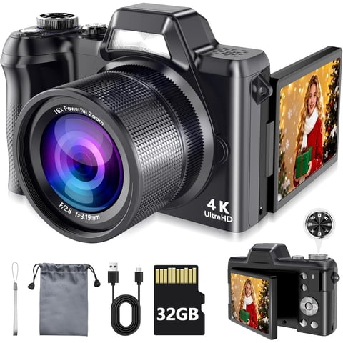 Camara Digital Kasukani Dc13 4K 56Mp 16X Zoom 32Gb Vlog