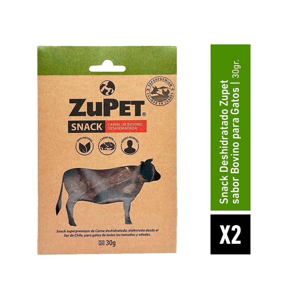 Zupet - Pack X2 Snack Gato Deshidratado Vacuno 30 Gr