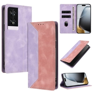 Funda Foxdock Para Tcl 40 Nxtpaper 4G De Cuero Premium Bicolor Con Ranuras Rfid, Carcasa Tipo Billetera Antigolpes Y Soporte Plegable