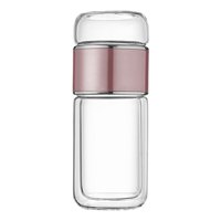 Bothyi - Botella De Infusión De Té De Vidrio, Vaso De Té Pequeño Portátil De 350Ml Para Viajes Al Aire Libre, Oro Rosa