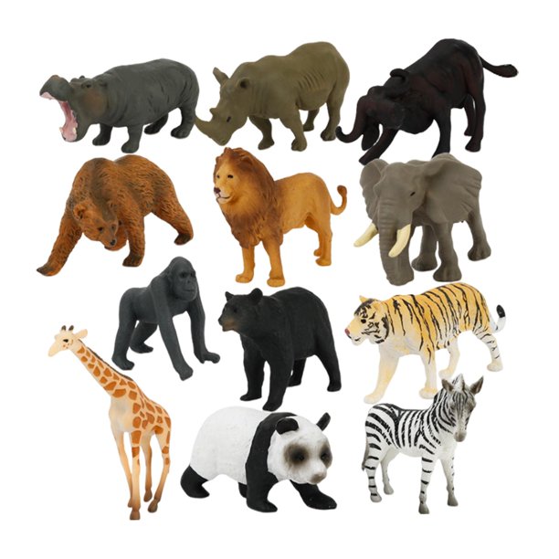Figuras de animales en miniatura de África, 12 piezas, adornos de 7 años o más, figuras de animales de simulación para juegos creativos de cumpleaños