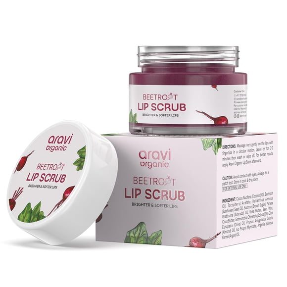 Exfoliante labial Aravi Organic de remolacha y manteca de karité, 15 g