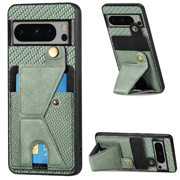 Funda Resistente para Google Pixel 8 Pro con Tarjetero y Soporte, Diseño Magnético Verde