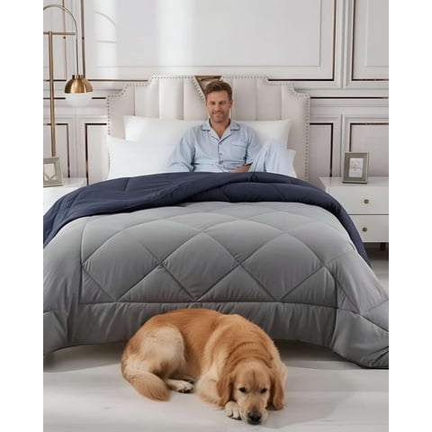 Rouss - Cubrecama Nórdico Plaza Y Media Gris/Azul Diseño Ligero 150X200 Cm