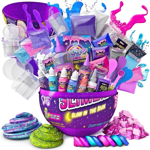 Slime Kit GirlZone Galaxy Surprise Egg con brillo en la oscuridad