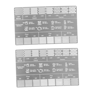 Bothyi - Tarjeta De Referencia Para Regla De Molienda De Café, Comparación De Grano Grueso Y Fino, Acero Inoxidable, 2 Piezas