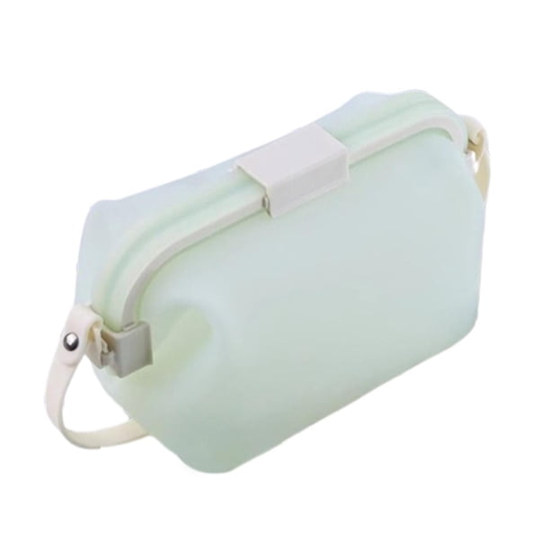 Lonchera De Silicona Portátil Y Plegable, Bolsa De Maquillaje Para La Escuela, Senderismo, Cocina, Verde Claro
