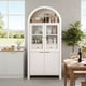 thumbnail image 3 of 71" Fluted Tall Arched Pantry Cabinet with Adjustable Shelves, Elegant Display Storage with Hidden Drawer & Glass Door for Kitchen, Living Room, Dining Room, White, 3 of 3