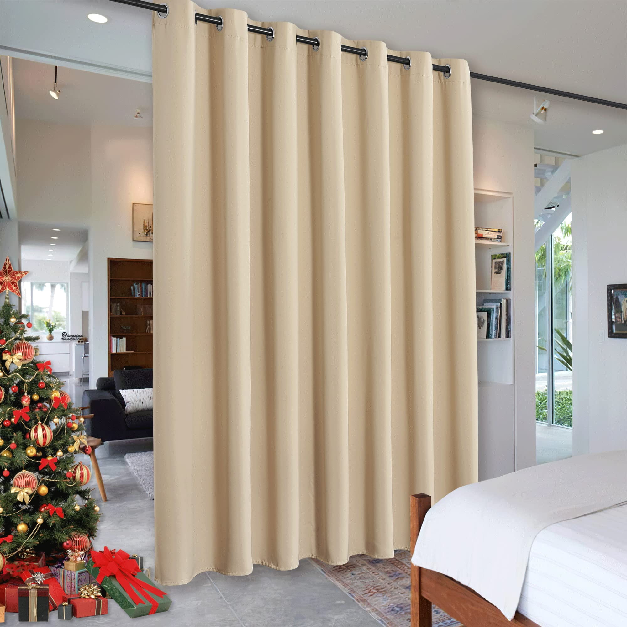 Cortina Divisoria De Pared Ryb Home, Reducción De Ruido, 2,1 X 2,5 M, Color Crema