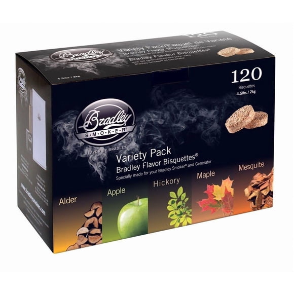 Bisquettes Bradley Smoker para fumar a leña, 5 sabores, paquete de 120