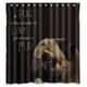 thumbnail image 1 of Cortina de ducha con diseño de perro Pug, juego de cortinas de baño con ganchos, tamaño 66 x 72 pulgadas, 1 of 3