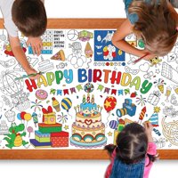 Mantel Para Colorear Zachely Happy Birthday, 76 X 183 Cm
