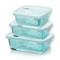 Set 3 Contenedores Tapers Herméticos De Vidrio Allegra