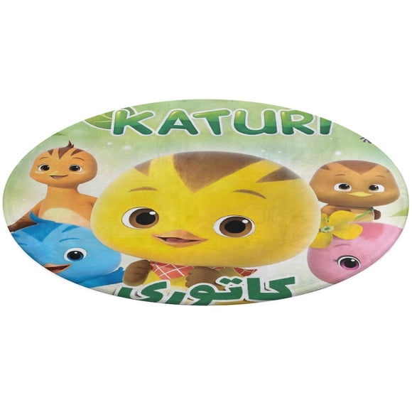 Katuri Alfombra Redonda de Felpa Coral, Antideslizante, No Desprende Pelusas, Lavable y Duradera para Salón, Dormitorio y Habitación de Niños 60cm