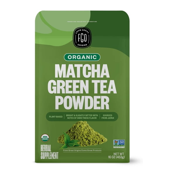 Matcha en polvo de té verde orgánico FGO, uso culinario, 453 g