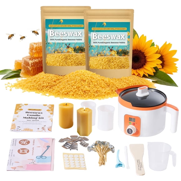 Kit para hacer velas de cera de abeja WcoDusak, pellets orgánicos de 2 lb