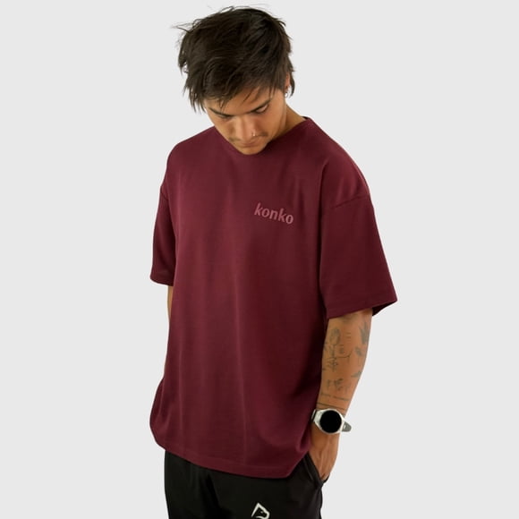 Polera Waffer OverSize Burdeo Hombre Konko